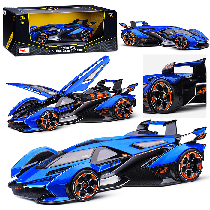 Машинка die-cast Lamborghini V12 Vision Gran Turismo, 1:18, синяя Машинка die-cast Lamborghini V12 Vision Gran Turismo, 1:18, синяя