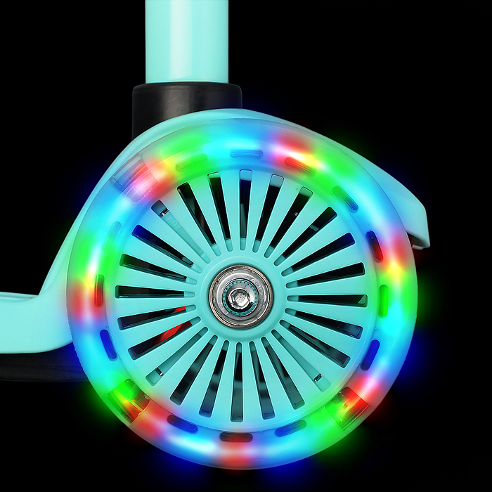 Фото к товару Самокат 3-х колесный ROCKET,колеса PU со светом, ABEC 7, бирюзовый Самокат 3-х колесный ROCKET,колеса PU со светом, ABEC 7, бирюзовый