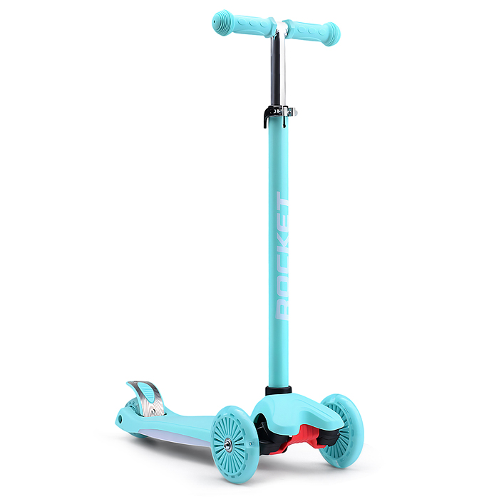 Фото к товару Самокат 3-х колесный ROCKET,колеса PU со светом, ABEC 7, бирюзовый Самокат 3-х колесный ROCKET,колеса PU со светом, ABEC 7, бирюзовый