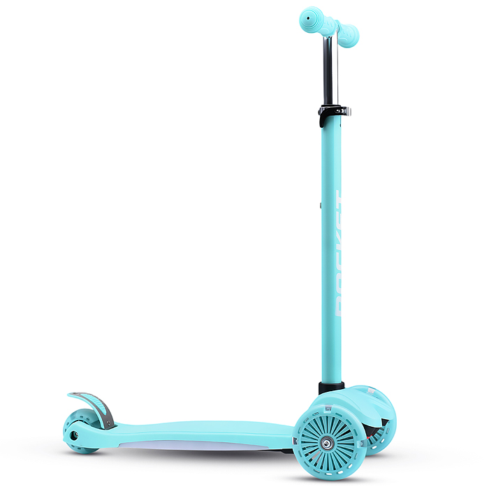 Фото к товару Самокат 3-х колесный ROCKET,колеса PU со светом, ABEC 7, бирюзовый Самокат 3-х колесный ROCKET,колеса PU со светом, ABEC 7, бирюзовый