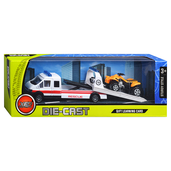 Фото к товару Набор 889-329 "Эвакуатор" с техникой, в коробке Набор 889-329 "Эвакуатор" с техникой, в коробке