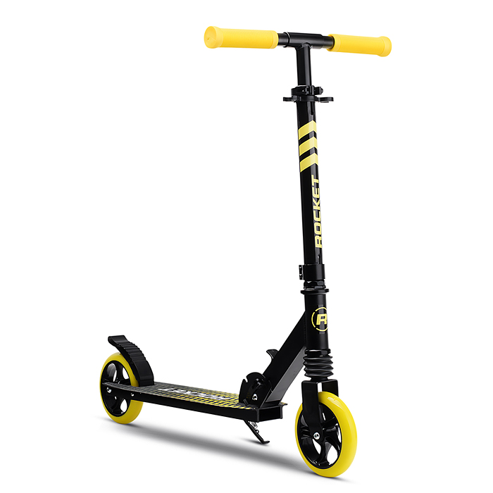 Фото к товару Самокат детский R0201 ROCKET,алюминиевый, колеса PU, 145 мм, жёлтый Самокат детский R0201 ROCKET,алюминиевый, колеса PU, 145 мм, жёлтый