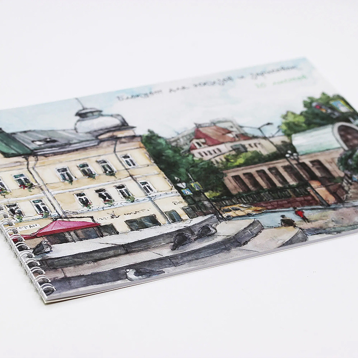 Фото к товару Блокнот для эскизов и зарисовок 20 л. "Акварельная улица" гребень Блокнот для эскизов и зарисовок 20 л. "Акварельная улица" гребень