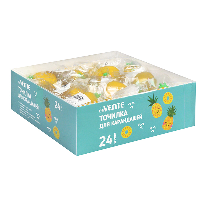 Точилка для карандашей "Pineapple" 31x33x40 мм, 1 отверстие, пластиковая с покрытием Soft T