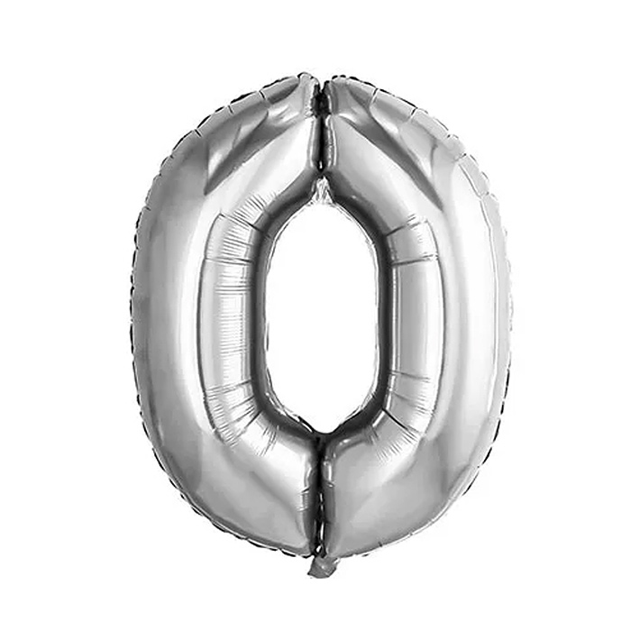 Шар фольгированный Цифра 0 40" Silver