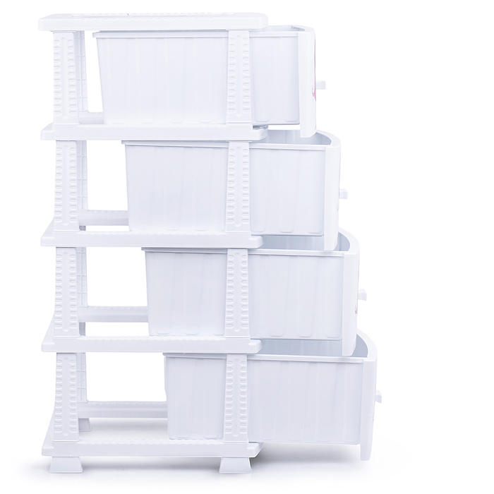 Комод "Декор" "Девочки" (Моно) 4 секции, белый