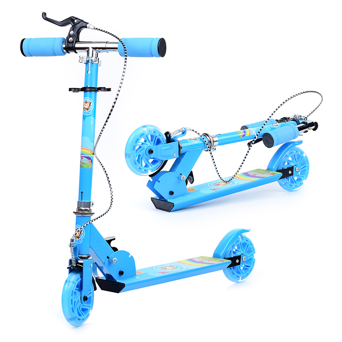 Самокат U038453Y 2-х кол., голубой, PU/ 125 мм,ABEC 7, в коробке