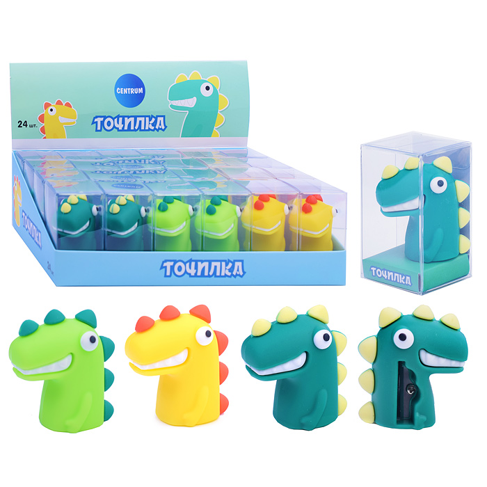 Точилка пластиковая "Динозаврик" 4,5х4см. в дисплее