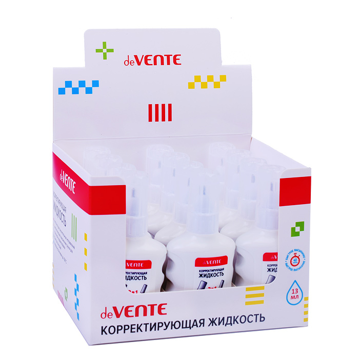 Фото к товару Корректирующая жидкость 2 в 1, 13 мл, быстросохнущая, в бутылочке с кисточкой и металлическ Корректирующая жидкость 2 в 1, 13 мл, быстросохнущая, в бутылочке с кисточкой и металлическ