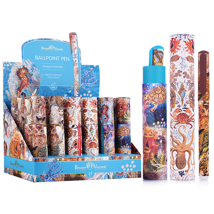 Ручка шариковая "DreamWrite. Fauna" 0.7 мм, синяя, 3 вида