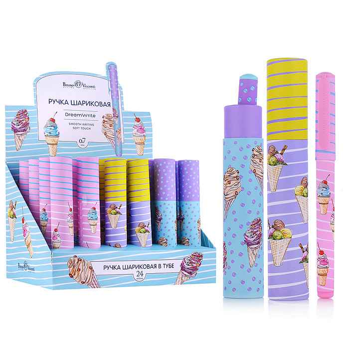 Ручка "DreamWrite. Сахарный рожок" шариковая 0.7 мм, синяя, 3 вида