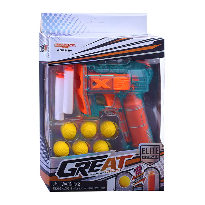 Фото к товару Бластер 6095 "Стрелок" с шариками и мягкими пулями, в коробке Бластер 6095 "Стрелок" с шариками и мягкими пулями, в коробке