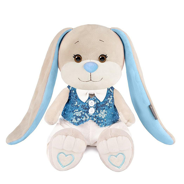 Фото к товару Зайчик Жак в голубой жилетке и белых брюках, 25 см, в коробке. Зайчик Жак в голубой жилетке и белых брюках, 25 см, в коробке.