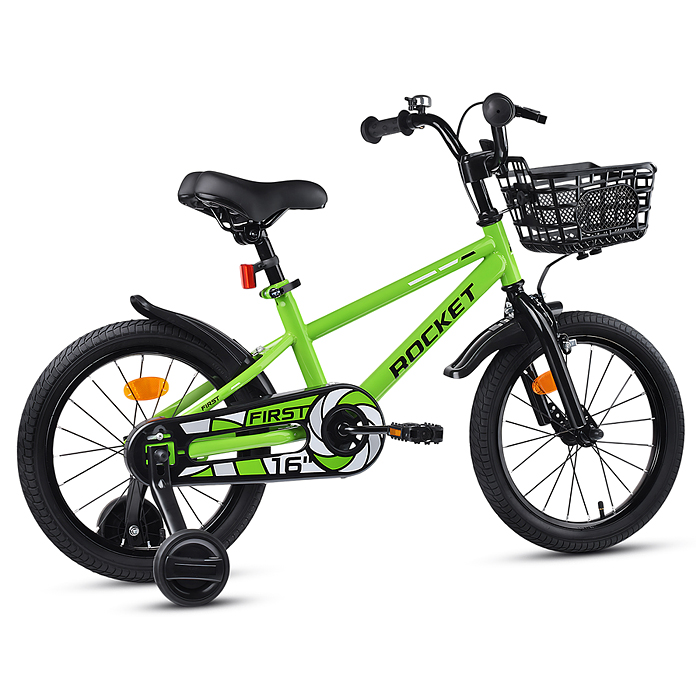 Фото к товару Велосипед 16" Rocket First, цвет зеленый Велосипед 16" Rocket First, цвет зеленый