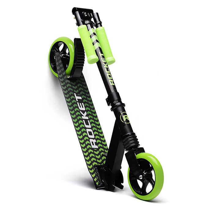 Фото к товару Самокат детский R0201 ROCKET, алюминиевый, колеса PU, 145 мм, зелёный Самокат детский R0201 ROCKET, алюминиевый, колеса PU, 145 мм, зелёный