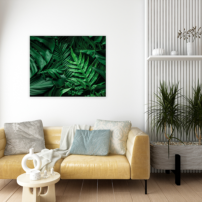 Картина на холсте с подрамником 50х40 "Тропическая свежесть растений" Картина на холсте с подрамником 50х40 "Тропическая свежесть растений"