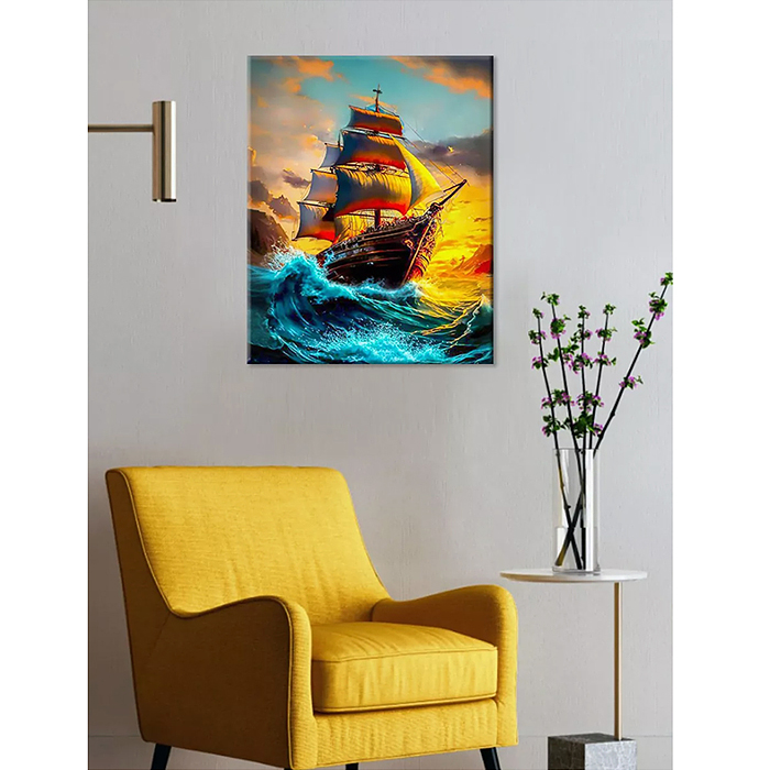 Картина по номерам 40х50 "В шторм" с поталью (24 цвета)