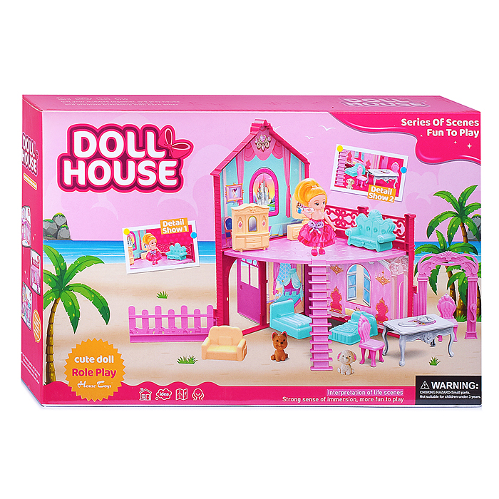 Фото к товару Дом для кукол 556-97 "Пляжный вилла" в коробке Дом для кукол 556-97 "Пляжный вилла" в коробке