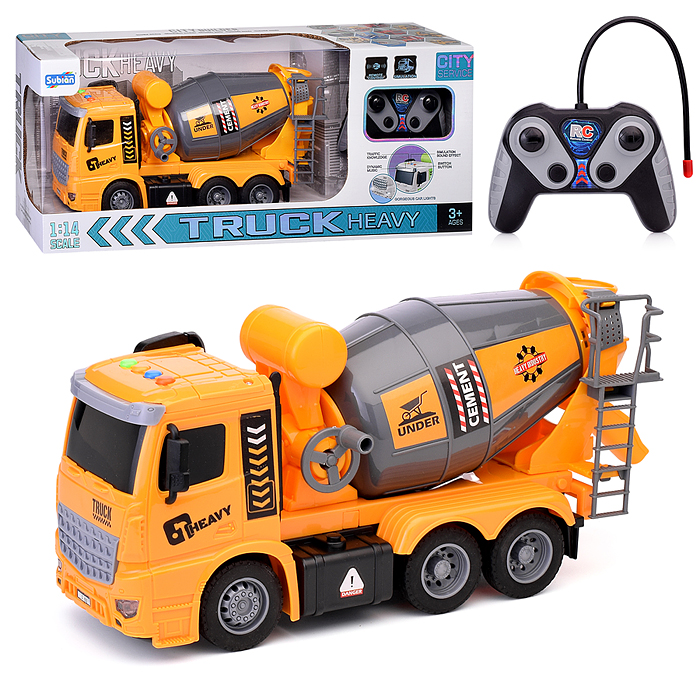 Машина S977-112A "Бетономешалка" р/у,1:14 (свет, звук) в коробке