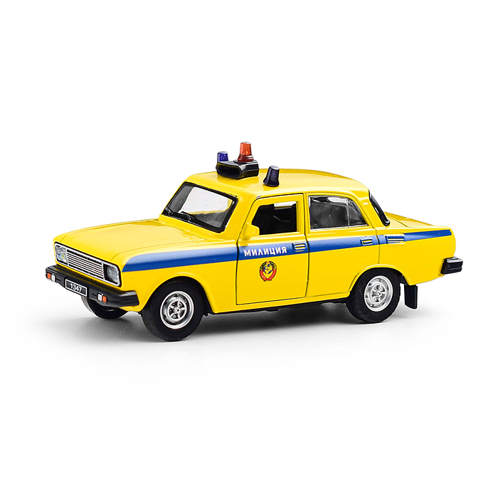 Фото к товару Машина металл ретро-модель Милиция,12,5см,св-зв, перед. дв.,инер.,желтый, кор. Машина металл ретро-модель Милиция,12,5см,св-зв, перед. дв.,инер.,желтый, кор.