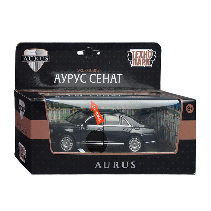 Фото к товару Машина металл Аурус Сенат 13,5 см (свет-звук, черный) инерц, в коробке Машина металл Аурус Сенат 13,5 см (свет-звук, черный) инерц, в коробке