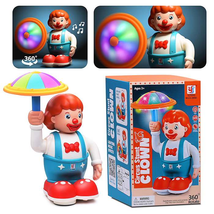 Интерактивная игрушка YJ-3050 "Клоун" на батарейках, в коробке