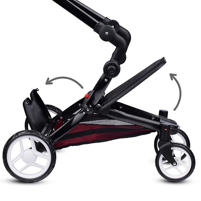 Коляска для кукол 9641 металлическая, регулируемая ручка, с корзиной, цвет розовый