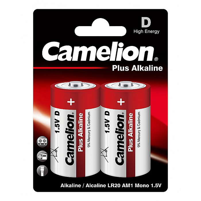 Батарейки алкалиновые Camelion Plus Alkaline LR20-BP2 LR20 BL2 Батарейки алкалиновые Camelion Plus Alkaline LR20-BP2 LR20 BL2