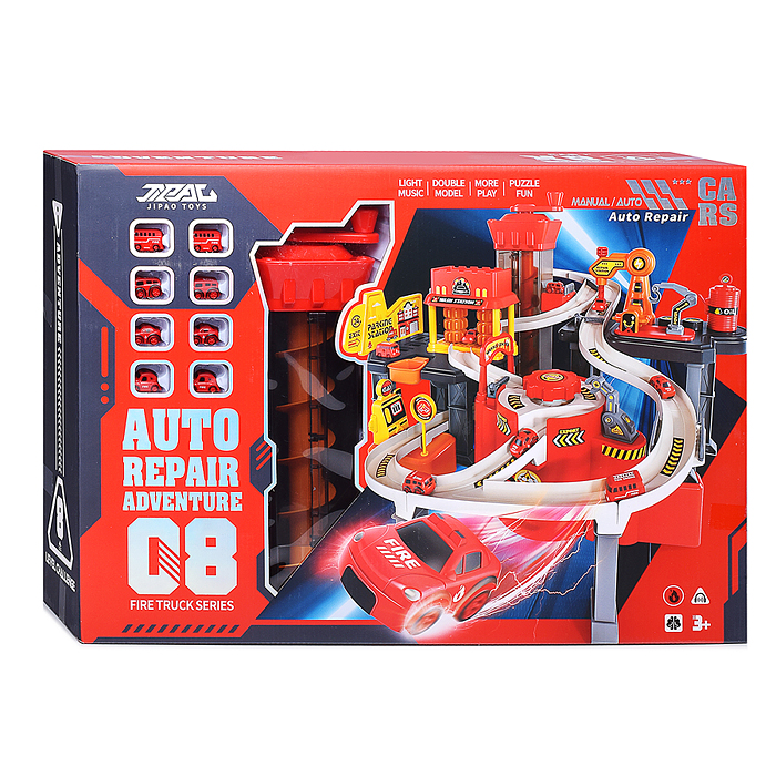 Фото к товару Парковка-трек JP588-11 "Пожарная часть" в коробке Парковка-трек JP588-11 "Пожарная часть" в коробке