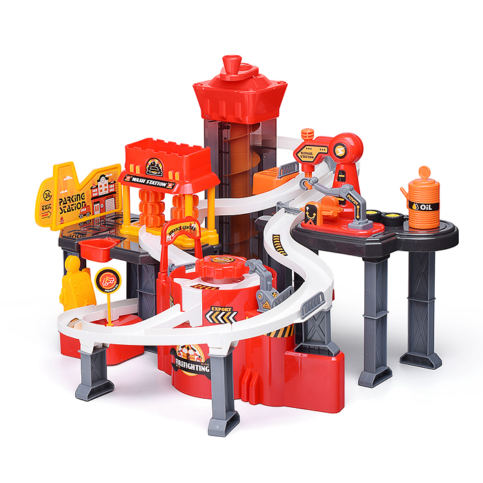 Фото к товару Парковка-трек JP588-11 "Пожарная часть" в коробке Парковка-трек JP588-11 "Пожарная часть" в коробке