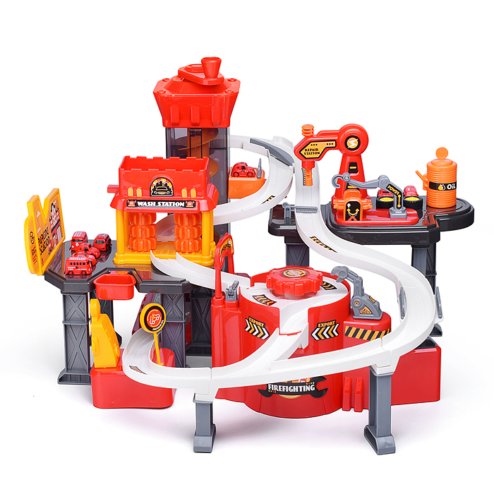 Фото к товару Парковка-трек JP588-11 "Пожарная часть" в коробке Парковка-трек JP588-11 "Пожарная часть" в коробке