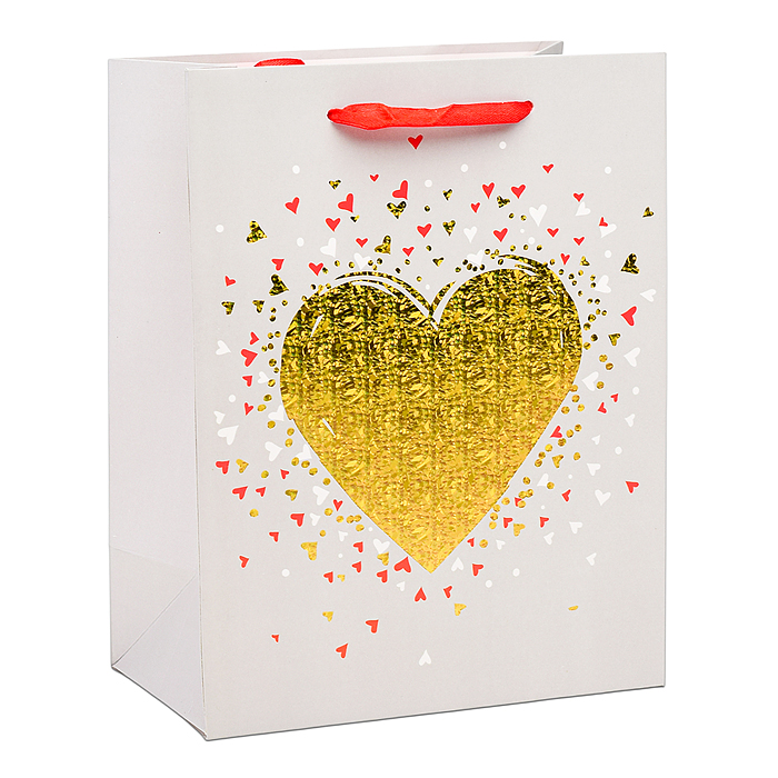 Фото к товару Пакет подарочный 00-6307 "Золотое сердце" 23х18х10 см Пакет подарочный 00-6307 "Золотое сердце" 23х18х10 см