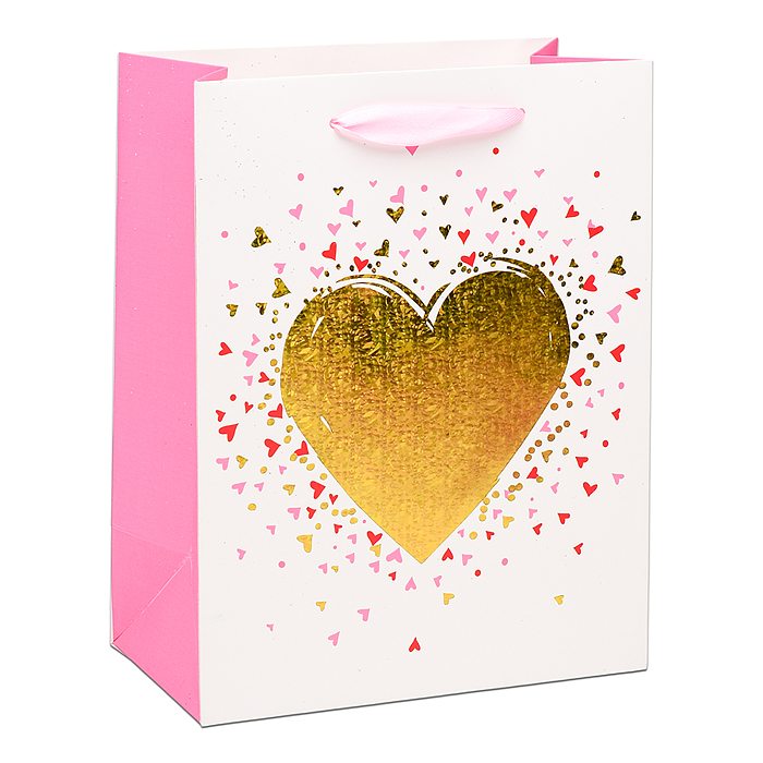 Фото к товару Пакет подарочный 00-6307 "Золотое сердце" 23х18х10 см Пакет подарочный 00-6307 "Золотое сердце" 23х18х10 см