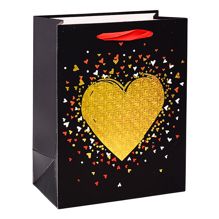 Фото к товару Пакет подарочный 00-6307 "Золотое сердце" 23х18х10 см Пакет подарочный 00-6307 "Золотое сердце" 23х18х10 см