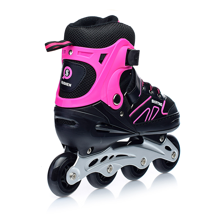 Фото к товару Роликовые коньки U001753Y раздвижные, PU колёса, размер L, черно-розовые, в сумке Роликовые коньки U001753Y раздвижные, PU колёса, размер L, черно-розовые, в сумке