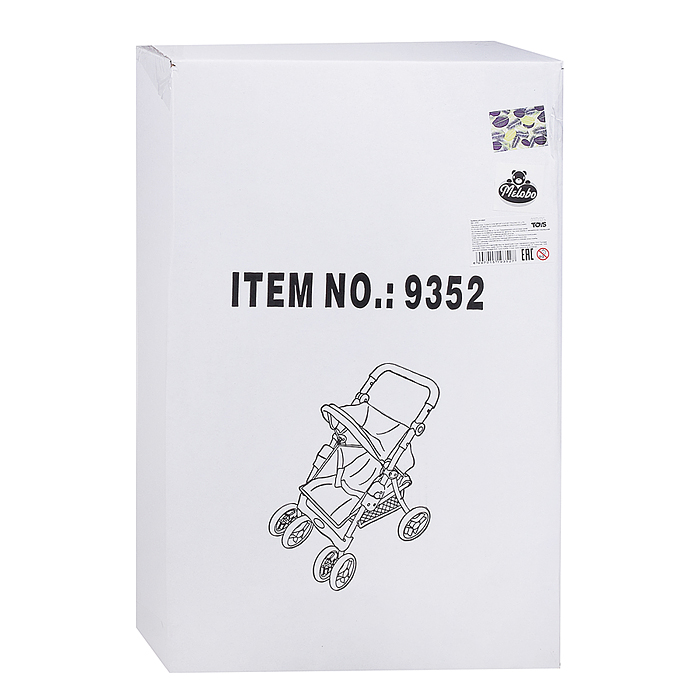 Коляска для кукол 9352 металл., складная, прогулочная с козырьком, с корзиной, принт листья