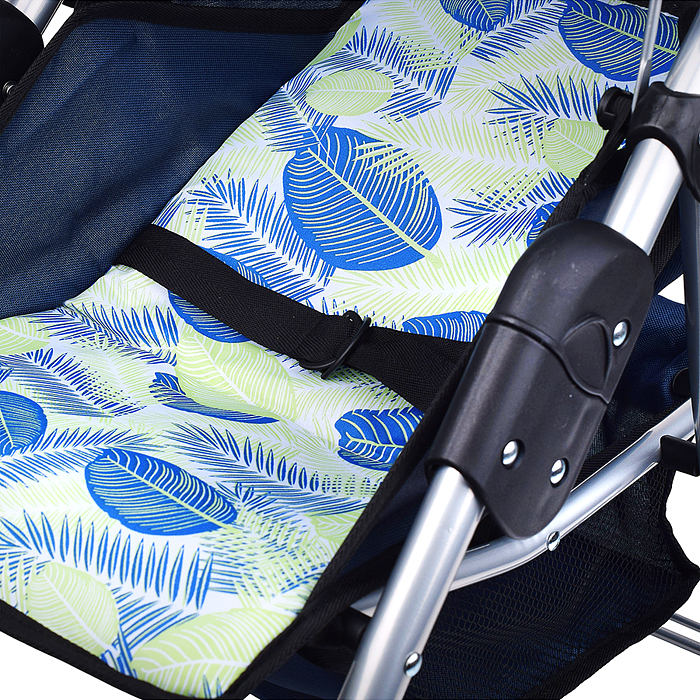 Коляска для кукол 9352 металл., складная, прогулочная с козырьком, с корзиной, принт листья