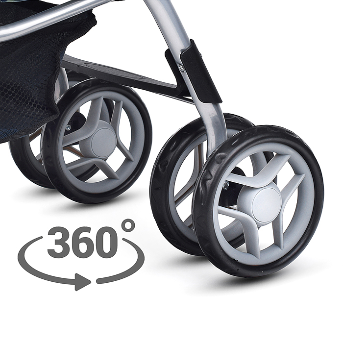 Коляска для кукол 9351A складная, с корзиной и козырьком, цвет серо-бордовая