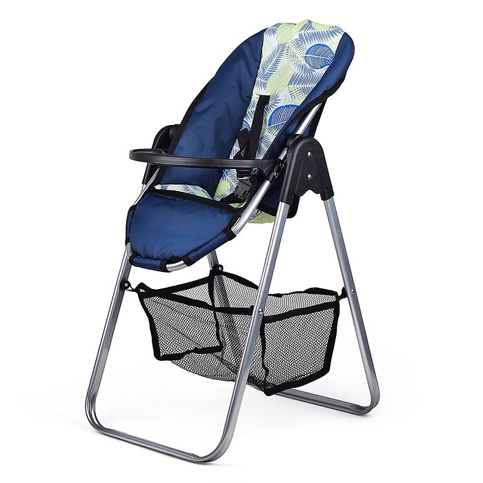 Стульчик для кормления кукольный 9697A складной, с корзиной, принт листья