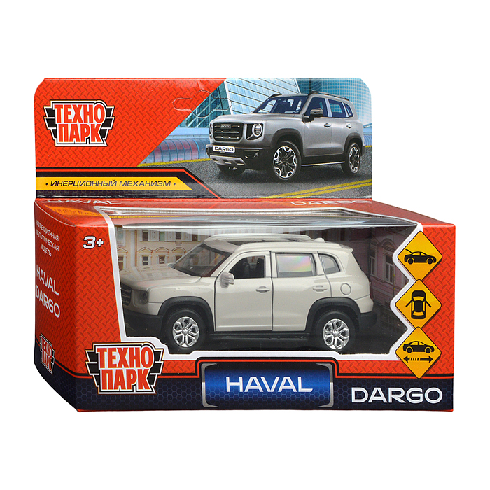 Машина металл Haval Dargo 12 см, (отк. двери, багажник, серебристый) инерц., в коробке