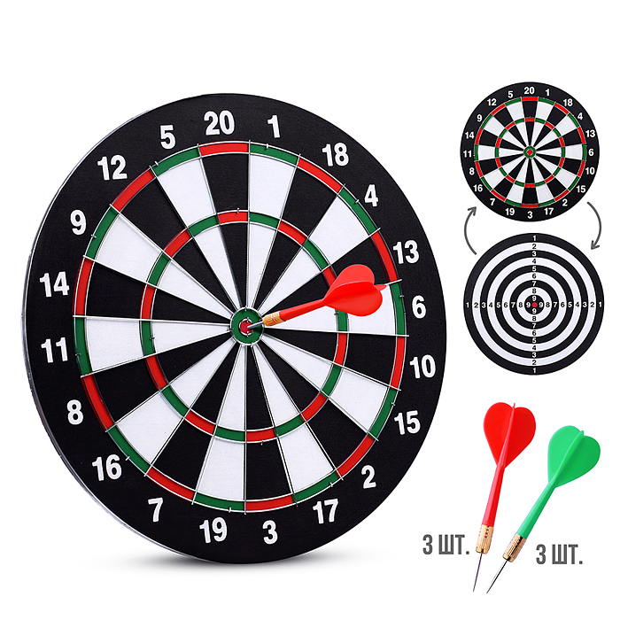 Дартс двусторонний с дротиками R0183 "Точно в цель! Дартс двусторонний с дротиками R0183 "Точно в цель!