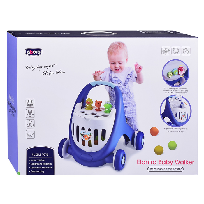 Ходунки QX-91158E "Веселые зверята" с сортером, в коробке