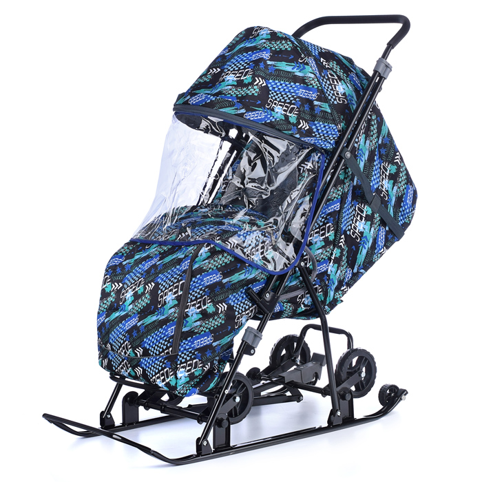 Санки-коляска Снежинка универсал-1 (скорость синий) Санки-коляска Снежинка универсал-1 (скорость синий)