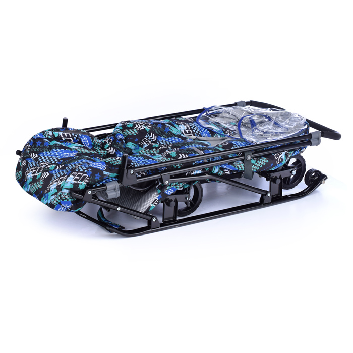 Фото к товару Санки-коляска Снежинка универсал-1 (скорость синий) Санки-коляска Снежинка универсал-1 (скорость синий)