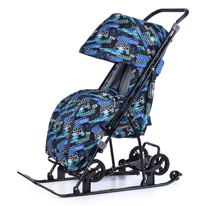 Фото к товару Санки-коляска Снежинка универсал-1 (скорость синий) Санки-коляска Снежинка универсал-1 (скорость синий)