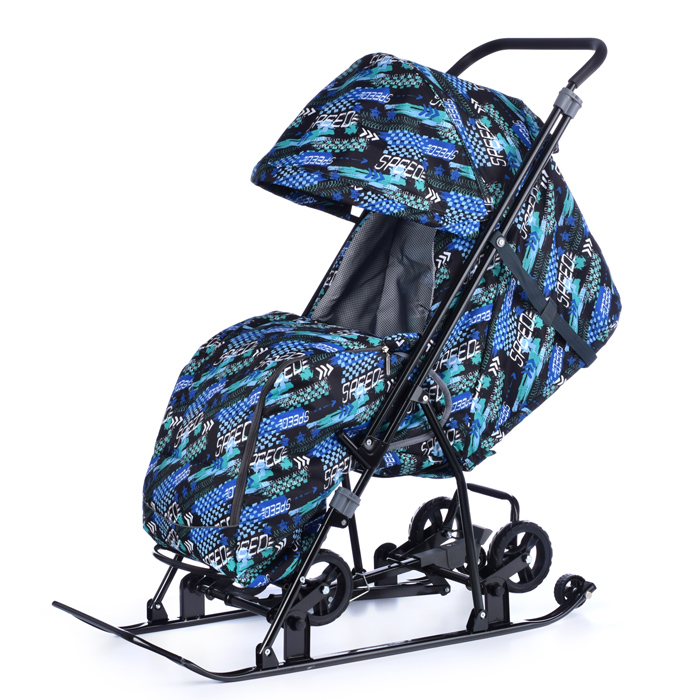 Фото к товару Санки-коляска Снежинка универсал-1 (скорость синий) Санки-коляска Снежинка универсал-1 (скорость синий)