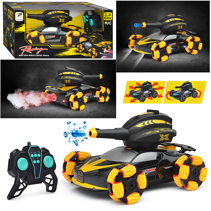 Машина QF665-2 "Торнадо-1" с пушкой и паром, на р/у 27 MHz, в коробке