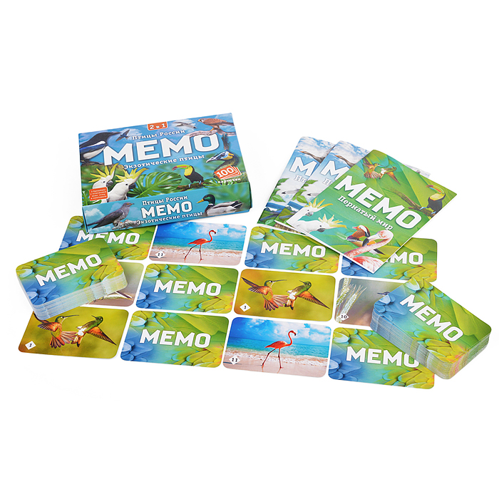 Мемо 2 в 1 "Птицы России и Экзотические птицы" (100 карточек) Мемо 2 в 1 "Птицы России и Экзотические птицы" (100 карточек)