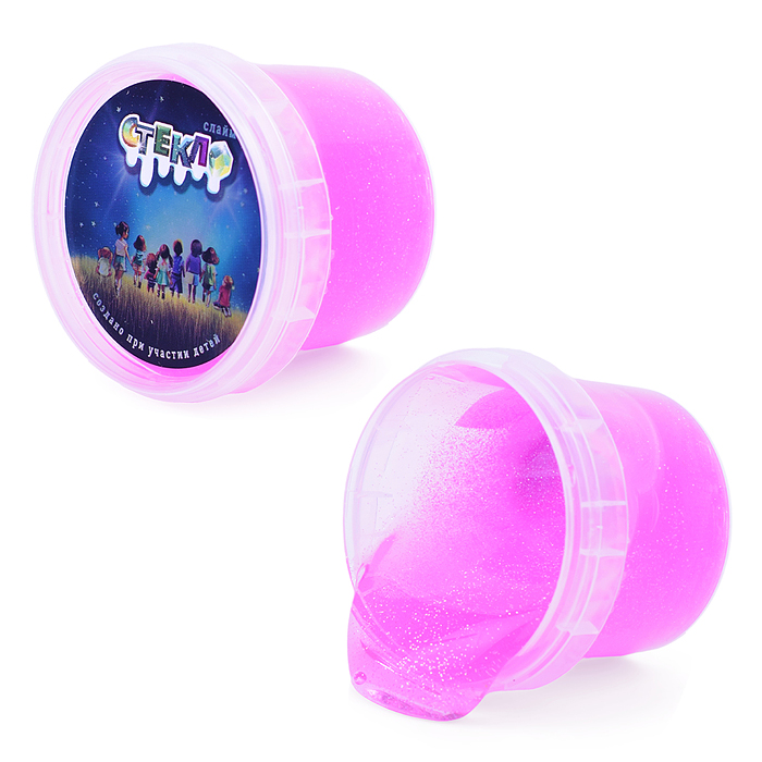 Слайм "Стекло" с малиновыми блестками, 90 гр