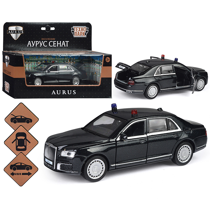 Машина металл Аурус Сенат 13,5 см, (двери, багаж, черный) инерц, в коробке Машина металл Аурус Сенат 13,5 см, (двери, багаж, черный) инерц, в коробке